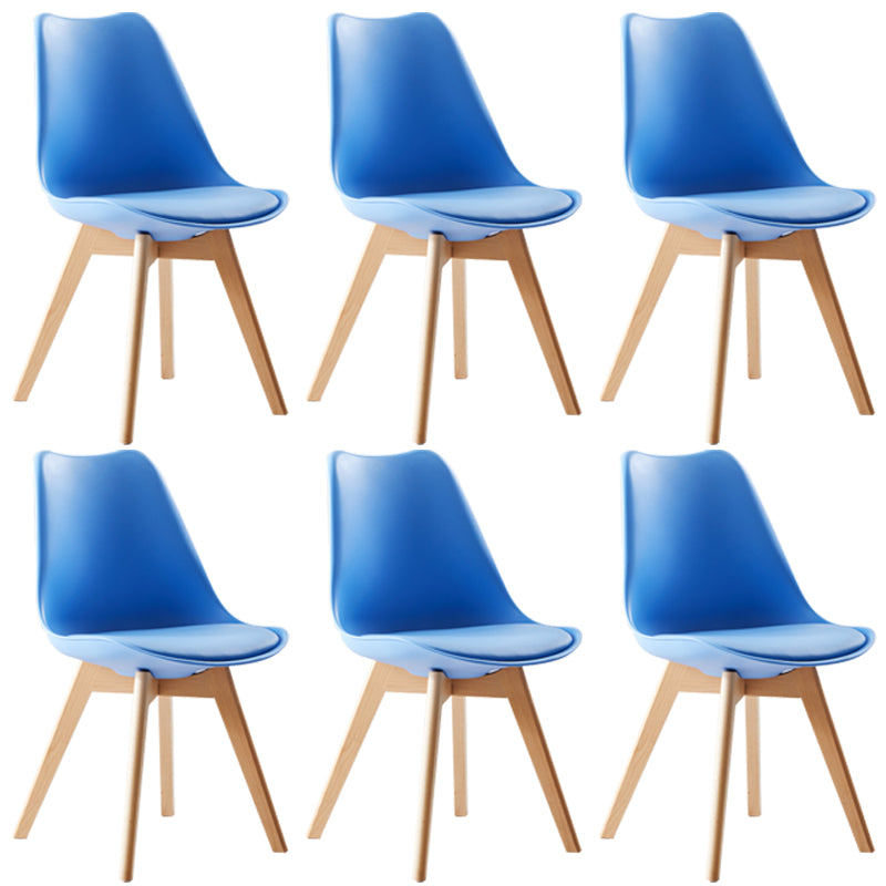Scandinavian Indoor Side Chair Solid Back Upholstered Dining Room Chair with Wood Legs Sky Blue Set of 6 Clearhalo ' kitchen&dining_furn' 'Dining Chairs' 'Dining Tables & Seating' 'dining_chair' 'Furniture' 'furniture_dining_chair' 'Kitchen & Dining Furniture' 'kitchen' 4037814