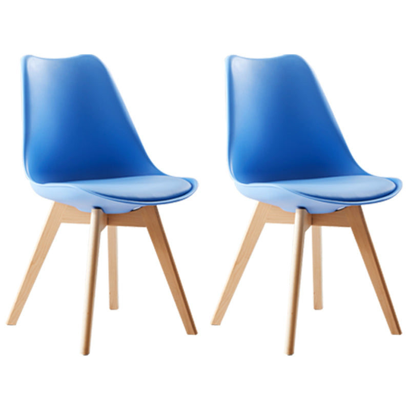 Scandinavian Indoor Side Chair Solid Back Upholstered Dining Room Chair with Wood Legs Sky Blue Set of 2 Clearhalo ' kitchen&dining_furn' 'Dining Chairs' 'Dining Tables & Seating' 'dining_chair' 'Furniture' 'furniture_dining_chair' 'Kitchen & Dining Furniture' 'kitchen' 4037815