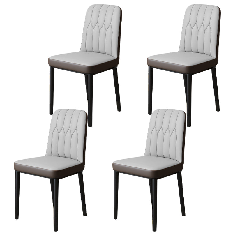 Scandinavian Indoor Side Chair Parsons Back Upholstered Metal Dining Room Chair Dark Gray-Black 4 Piece Set Black Clearhalo ' kitchen&dining_furn' 'Dining Chairs' 'Dining Tables & Seating' 'dining_chair' 'furn' 'furn_dining_chair' 'Furniture' 'furniture_dining_chair' 'Kitchen & Dining Furniture' 'kitchen' 4037818