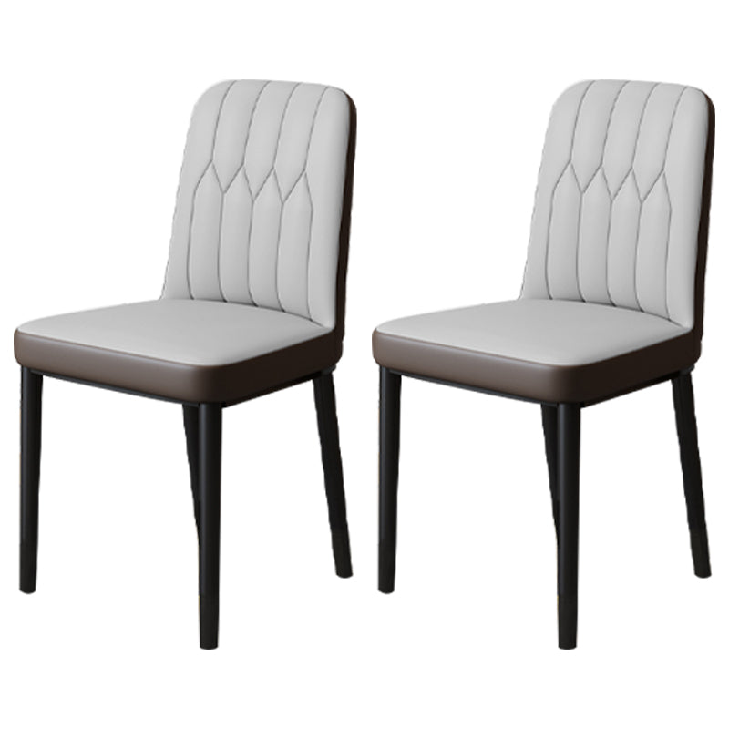 Scandinavian Indoor Side Chair Parsons Back Upholstered Metal Dining Room Chair Dark Gray-Black 2 Piece Set Black Clearhalo ' kitchen&dining_furn' 'Dining Chairs' 'Dining Tables & Seating' 'dining_chair' 'furn' 'furn_dining_chair' 'Furniture' 'furniture_dining_chair' 'Kitchen & Dining Furniture' 'kitchen' 4037821