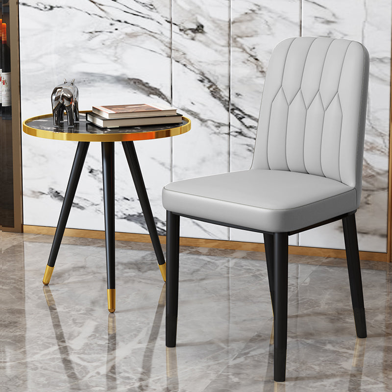Scandinavian Indoor Side Chair Parsons Back Upholstered Metal Dining Room Chair Dark Gray 1 Piece Black Clearhalo ' kitchen&dining_furn' 'Dining Chairs' 'Dining Tables & Seating' 'dining_chair' 'furn' 'furn_dining_chair' 'Furniture' 'furniture_dining_chair' 'Kitchen & Dining Furniture' 'kitchen' 4037832