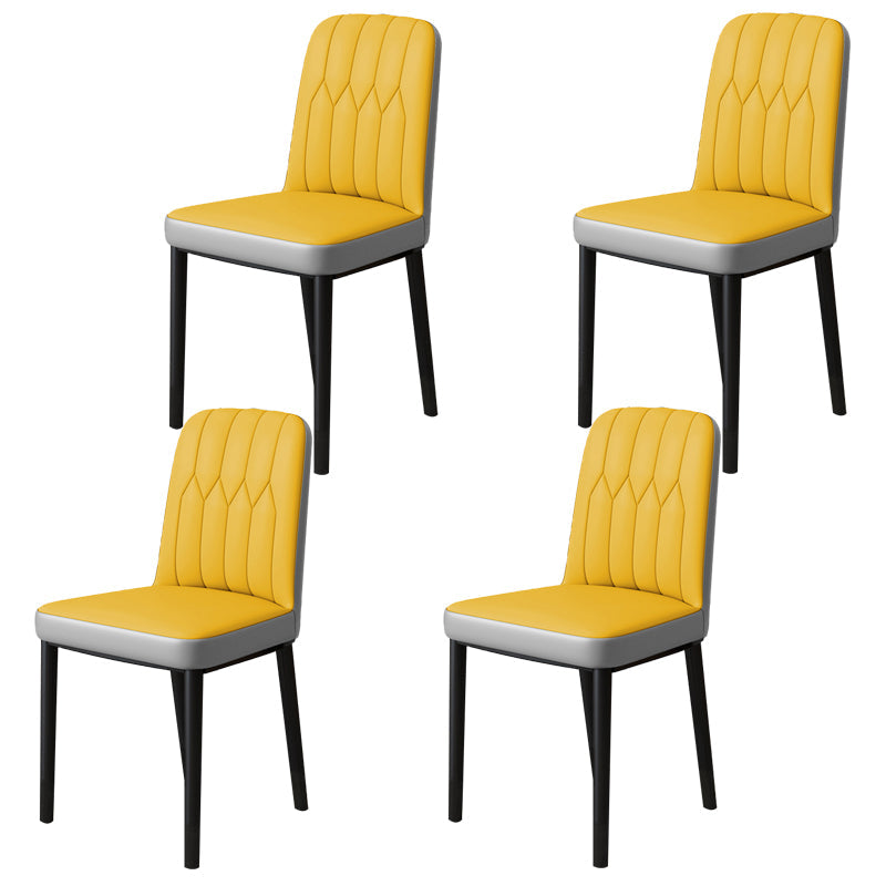 Scandinavian Indoor Side Chair Parsons Back Upholstered Metal Dining Room Chair Yellow-Gray 4 Piece Set Black Clearhalo ' kitchen&dining_furn' 'Dining Chairs' 'Dining Tables & Seating' 'dining_chair' 'furn' 'furn_dining_chair' 'Furniture' 'furniture_dining_chair' 'Kitchen & Dining Furniture' 'kitchen' 4037838
