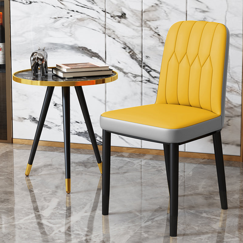 Scandinavian Indoor Side Chair Parsons Back Upholstered Metal Dining Room Chair Yellow-Gray 1 Piece Black Clearhalo ' kitchen&dining_furn' 'Dining Chairs' 'Dining Tables & Seating' 'dining_chair' 'furn' 'furn_dining_chair' 'Furniture' 'furniture_dining_chair' 'Kitchen & Dining Furniture' 'kitchen' 4037839