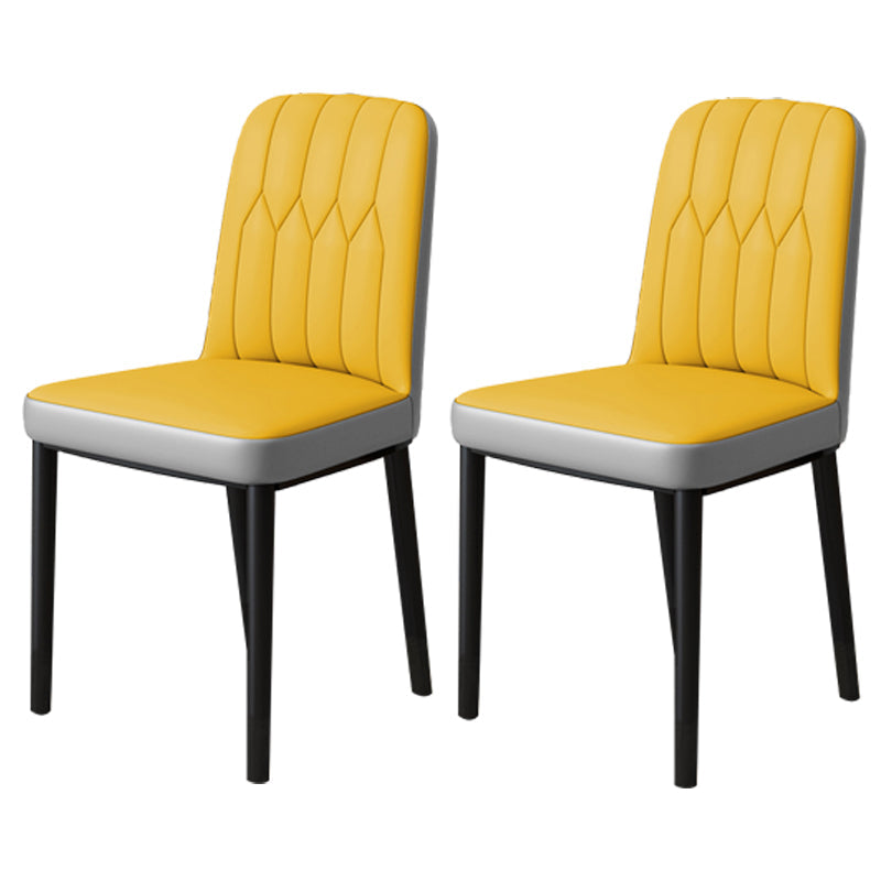 Scandinavian Indoor Side Chair Parsons Back Upholstered Metal Dining Room Chair Yellow-Gray 2 Piece Set Black Clearhalo ' kitchen&dining_furn' 'Dining Chairs' 'Dining Tables & Seating' 'dining_chair' 'furn' 'furn_dining_chair' 'Furniture' 'furniture_dining_chair' 'Kitchen & Dining Furniture' 'kitchen' 4037840