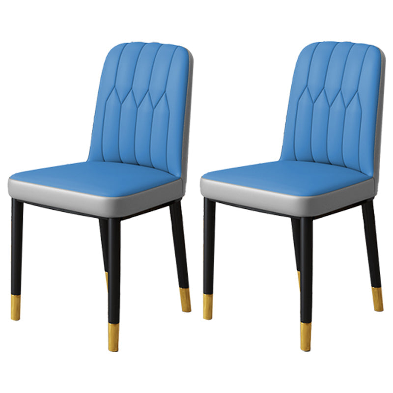 Scandinavian Indoor Side Chair Parsons Back Upholstered Metal Dining Room Chair Dark Blue-Gray 2 Piece Set Brass Gold Clearhalo ' kitchen&dining_furn' 'Dining Chairs' 'Dining Tables & Seating' 'dining_chair' 'furn' 'furn_dining_chair' 'Furniture' 'furniture_dining_chair' 'Kitchen & Dining Furniture' 'kitchen' 4037843
