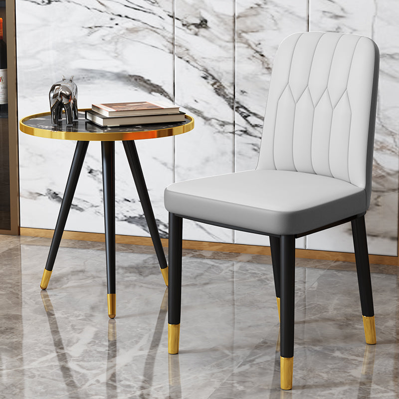 Scandinavian Indoor Side Chair Parsons Back Upholstered Metal Dining Room Chair Light Gray 1 Piece Brass Gold Clearhalo ' kitchen&dining_furn' 'Dining Chairs' 'Dining Tables & Seating' 'dining_chair' 'furn' 'furn_dining_chair' 'Furniture' 'furniture_dining_chair' 'Kitchen & Dining Furniture' 'kitchen' 4037845
