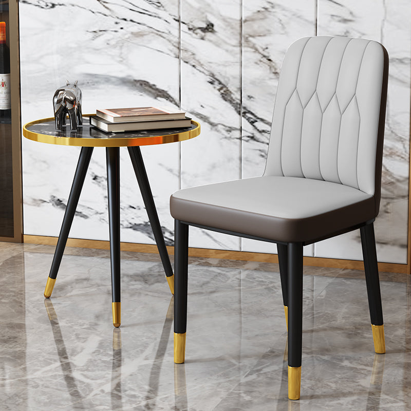Scandinavian Indoor Side Chair Parsons Back Upholstered Metal Dining Room Chair Dark Gray-Black 1 Piece Brass Gold Clearhalo ' kitchen&dining_furn' 'Dining Chairs' 'Dining Tables & Seating' 'dining_chair' 'furn' 'furn_dining_chair' 'Furniture' 'furniture_dining_chair' 'Kitchen & Dining Furniture' 'kitchen' 4037851