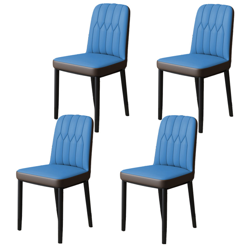 Scandinavian Indoor Side Chair Parsons Back Upholstered Metal Dining Room Chair Blue-Brown 4 Piece Set Black Clearhalo ' kitchen&dining_furn' 'Dining Chairs' 'Dining Tables & Seating' 'dining_chair' 'furn' 'furn_dining_chair' 'Furniture' 'furniture_dining_chair' 'Kitchen & Dining Furniture' 'kitchen' 4037853