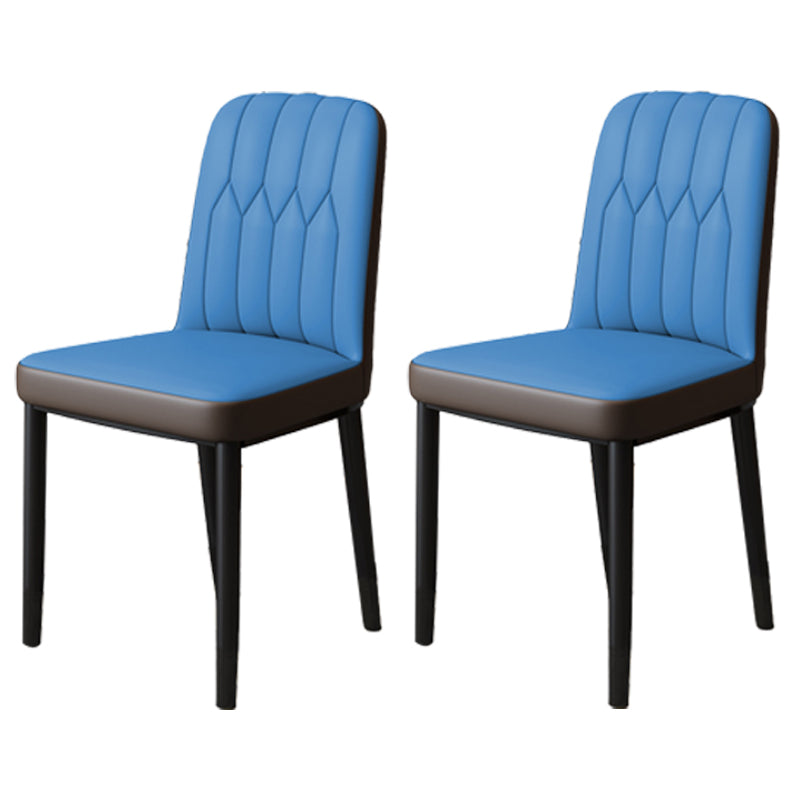Scandinavian Indoor Side Chair Parsons Back Upholstered Metal Dining Room Chair Blue-Brown 2 Piece Set Black Clearhalo ' kitchen&dining_furn' 'Dining Chairs' 'Dining Tables & Seating' 'dining_chair' 'furn' 'furn_dining_chair' 'Furniture' 'furniture_dining_chair' 'Kitchen & Dining Furniture' 'kitchen' 4037855