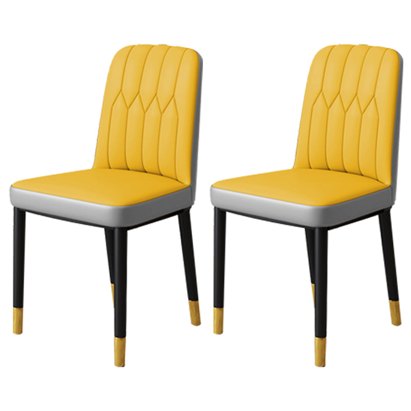 Scandinavian Indoor Side Chair Parsons Back Upholstered Metal Dining Room Chair Yellow-Gray 2 Piece Set Brass Gold Clearhalo ' kitchen&dining_furn' 'Dining Chairs' 'Dining Tables & Seating' 'dining_chair' 'furn' 'furn_dining_chair' 'Furniture' 'furniture_dining_chair' 'Kitchen & Dining Furniture' 'kitchen' 4037858