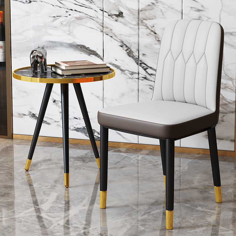 Scandinavian Indoor Side Chair Parsons Back Upholstered Metal Dining Room Chair Grey 1 Piece Brass Gold Clearhalo ' kitchen&dining_furn' 'Dining Chairs' 'Dining Tables & Seating' 'dining_chair' 'furn' 'furn_dining_chair' 'Furniture' 'furniture_dining_chair' 'Kitchen & Dining Furniture' 'kitchen' 4037863