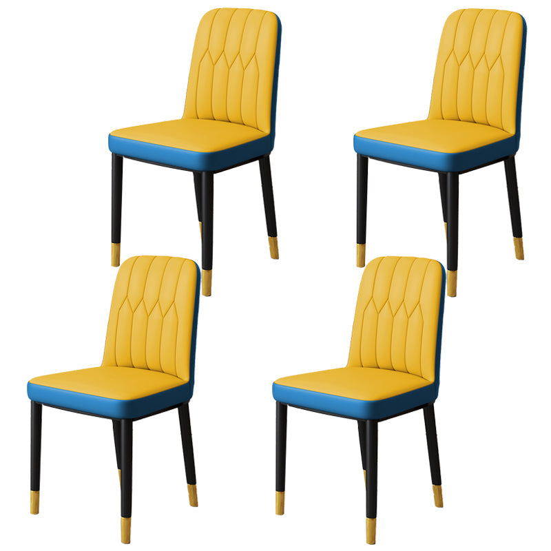 Scandinavian Indoor Side Chair Parsons Back Upholstered Metal Dining Room Chair Yellow Blue 4 Piece Set Brass Gold Clearhalo ' kitchen&dining_furn' 'Dining Chairs' 'Dining Tables & Seating' 'dining_chair' 'furn' 'furn_dining_chair' 'Furniture' 'furniture_dining_chair' 'Kitchen & Dining Furniture' 'kitchen' 4037865