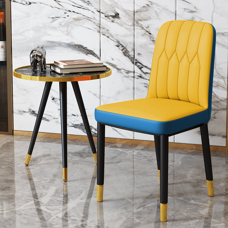 Scandinavian Indoor Side Chair Parsons Back Upholstered Metal Dining Room Chair Yellow Blue 1 Piece Brass Gold Clearhalo ' kitchen&dining_furn' 'Dining Chairs' 'Dining Tables & Seating' 'dining_chair' 'furn' 'furn_dining_chair' 'Furniture' 'furniture_dining_chair' 'Kitchen & Dining Furniture' 'kitchen' 4037866