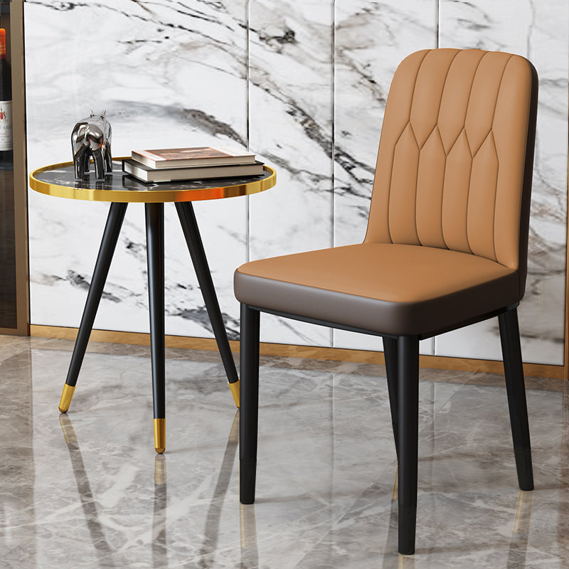 Scandinavian Indoor Side Chair Parsons Back Upholstered Metal Dining Room Chair Brown 1 Piece Black Clearhalo ' kitchen&dining_furn' 'Dining Chairs' 'Dining Tables & Seating' 'dining_chair' 'furn' 'furn_dining_chair' 'Furniture' 'furniture_dining_chair' 'Kitchen & Dining Furniture' 'kitchen' 4037869