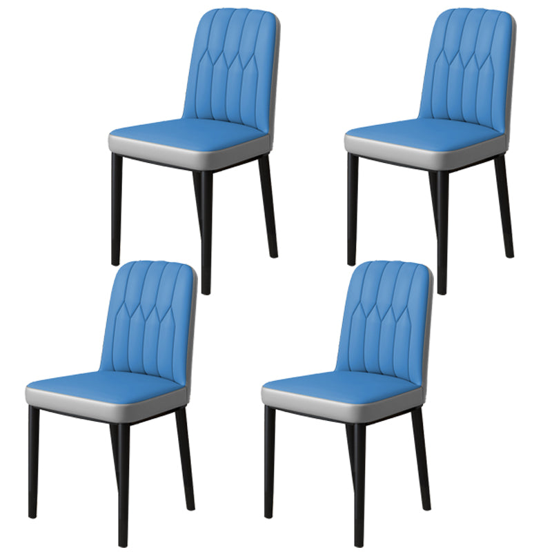 Scandinavian Indoor Side Chair Parsons Back Upholstered Metal Dining Room Chair Dark Blue-Gray 4 Piece Set Black Clearhalo ' kitchen&dining_furn' 'Dining Chairs' 'Dining Tables & Seating' 'dining_chair' 'furn' 'furn_dining_chair' 'Furniture' 'furniture_dining_chair' 'Kitchen & Dining Furniture' 'kitchen' 4037877