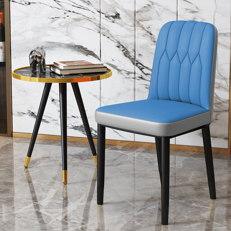 Scandinavian Indoor Side Chair Parsons Back Upholstered Metal Dining Room Chair Dark Blue-Gray 1 Piece Black Clearhalo ' kitchen&dining_furn' 'Dining Chairs' 'Dining Tables & Seating' 'dining_chair' 'furn' 'furn_dining_chair' 'Furniture' 'furniture_dining_chair' 'Kitchen & Dining Furniture' 'kitchen' 4037878