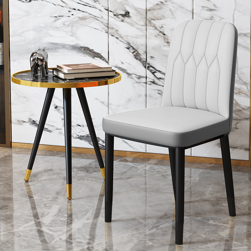Scandinavian Indoor Side Chair Parsons Back Upholstered Metal Dining Room Chair Light Gray 1 Piece Black Clearhalo ' kitchen&dining_furn' 'Dining Chairs' 'Dining Tables & Seating' 'dining_chair' 'furn' 'furn_dining_chair' 'Furniture' 'furniture_dining_chair' 'Kitchen & Dining Furniture' 'kitchen' 4037881
