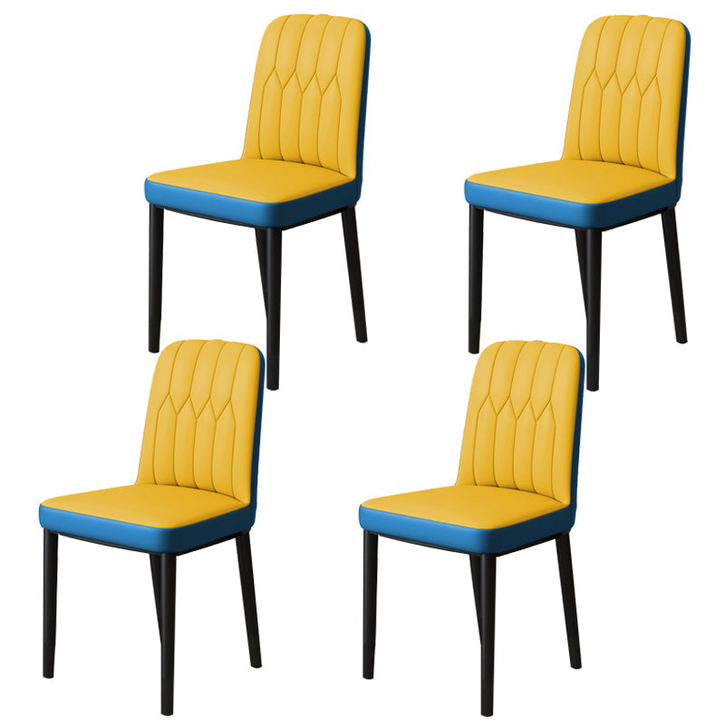 Scandinavian Indoor Side Chair Parsons Back Upholstered Metal Dining Room Chair Yellow Blue 4 Piece Set Black Clearhalo ' kitchen&dining_furn' 'Dining Chairs' 'Dining Tables & Seating' 'dining_chair' 'furn' 'furn_dining_chair' 'Furniture' 'furniture_dining_chair' 'Kitchen & Dining Furniture' 'kitchen' 4037883