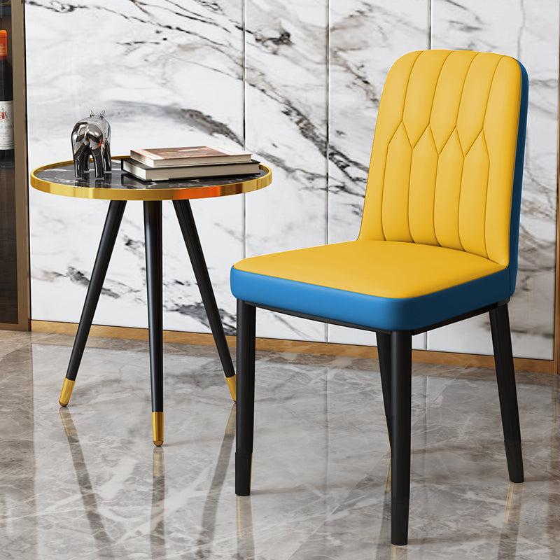 Scandinavian Indoor Side Chair Parsons Back Upholstered Metal Dining Room Chair Yellow Blue 1 Piece Black Clearhalo ' kitchen&dining_furn' 'Dining Chairs' 'Dining Tables & Seating' 'dining_chair' 'furn' 'furn_dining_chair' 'Furniture' 'furniture_dining_chair' 'Kitchen & Dining Furniture' 'kitchen' 4037884