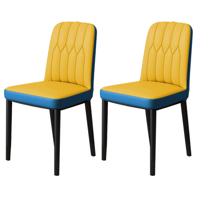 Scandinavian Indoor Side Chair Parsons Back Upholstered Metal Dining Room Chair Yellow Blue 2 Piece Set Black Clearhalo ' kitchen&dining_furn' 'Dining Chairs' 'Dining Tables & Seating' 'dining_chair' 'furn' 'furn_dining_chair' 'Furniture' 'furniture_dining_chair' 'Kitchen & Dining Furniture' 'kitchen' 4037885