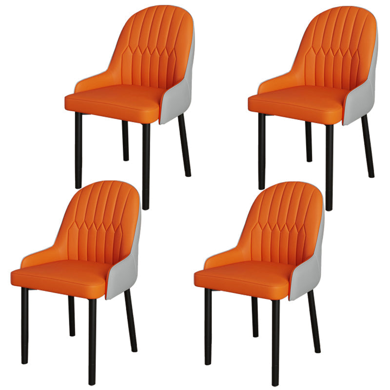 Scandinavian Metal Chairs Set Solid Back Arm Dining Room Kitchen Chair Orange-Gray 4 Piece Set Black Clearhalo ' kitchen&dining_furn' 'Dining Chairs' 'Dining Tables & Seating' 'dining_chair' 'furn' 'furn_dining_chair' 'Furniture' 'furniture_dining_chair' 'Kitchen & Dining Furniture' 'kitchen' 4037888
