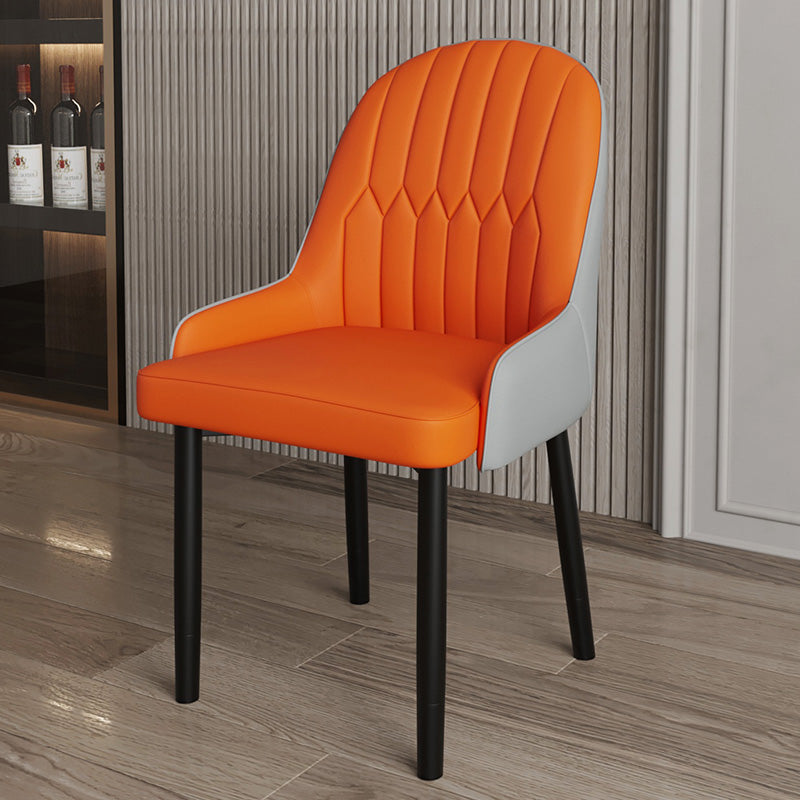 Scandinavian Metal Chairs Set Solid Back Arm Dining Room Kitchen Chair Orange-Gray 1 Piece Black Clearhalo ' kitchen&dining_furn' 'Dining Chairs' 'Dining Tables & Seating' 'dining_chair' 'furn' 'furn_dining_chair' 'Furniture' 'furniture_dining_chair' 'Kitchen & Dining Furniture' 'kitchen' 4037890