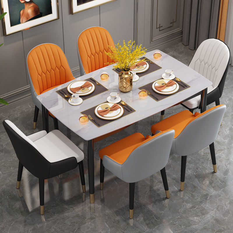 Scandinavian Metal Chairs Set Solid Back Arm Dining Room Kitchen Chair Clearhalo ' kitchen&dining_furn' 'Dining Chairs' 'Dining Tables & Seating' 'dining_chair' 'furn' 'furn_dining_chair' 'Furniture' 'furniture_dining_chair' 'Kitchen & Dining Furniture' 'kitchen' 4037891