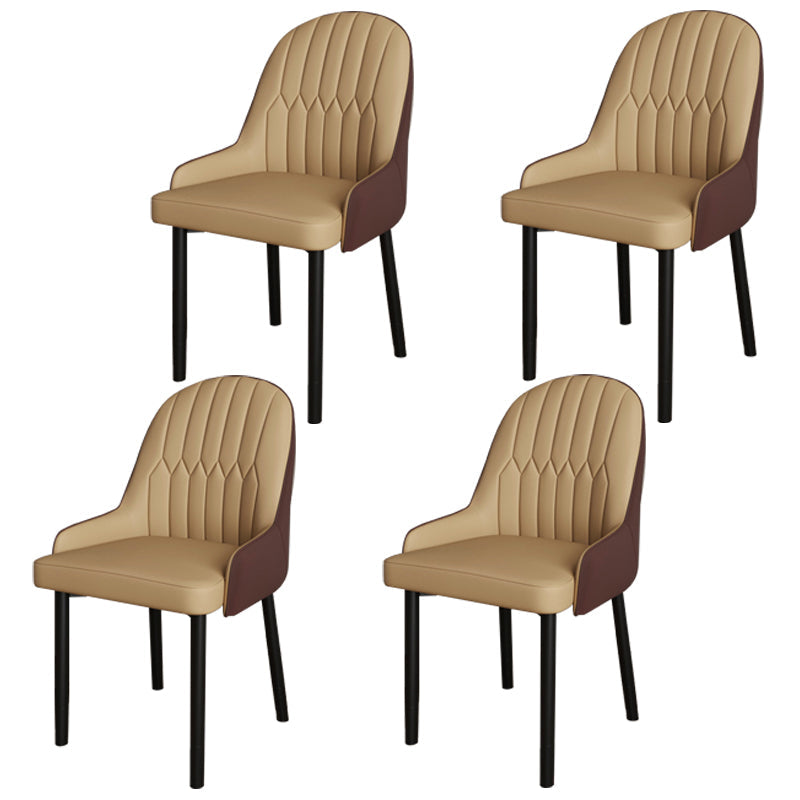 Scandinavian Metal Chairs Set Solid Back Arm Dining Room Kitchen Chair Beige-Coffee 4 Piece Set Black Clearhalo ' kitchen&dining_furn' 'Dining Chairs' 'Dining Tables & Seating' 'dining_chair' 'furn' 'furn_dining_chair' 'Furniture' 'furniture_dining_chair' 'Kitchen & Dining Furniture' 'kitchen' 4037893