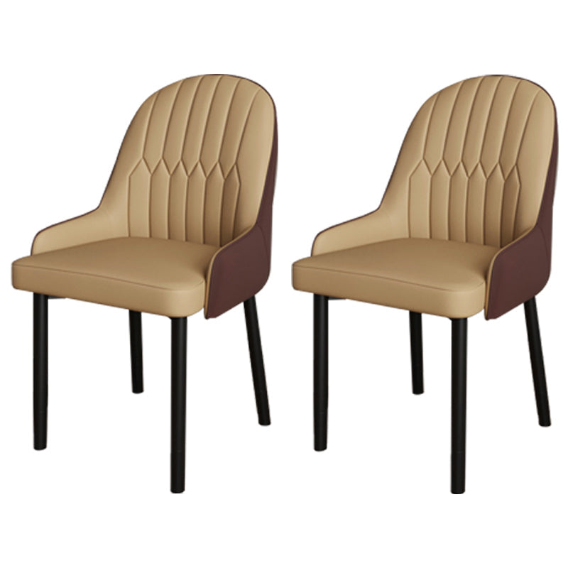 Scandinavian Metal Chairs Set Solid Back Arm Dining Room Kitchen Chair Beige-Coffee 2 Piece Set Black Clearhalo ' kitchen&dining_furn' 'Dining Chairs' 'Dining Tables & Seating' 'dining_chair' 'furn' 'furn_dining_chair' 'Furniture' 'furniture_dining_chair' 'Kitchen & Dining Furniture' 'kitchen' 4037897