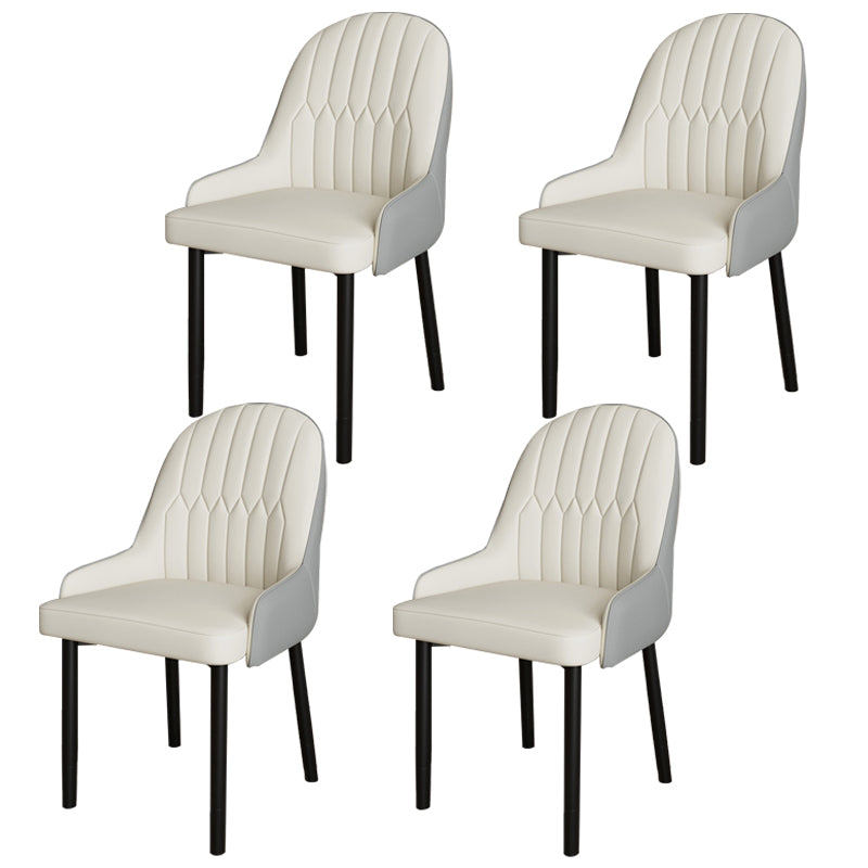 Scandinavian Metal Chairs Set Solid Back Arm Dining Room Kitchen Chair Gray-White 4 Piece Set Black Clearhalo ' kitchen&dining_furn' 'Dining Chairs' 'Dining Tables & Seating' 'dining_chair' 'furn' 'furn_dining_chair' 'Furniture' 'furniture_dining_chair' 'Kitchen & Dining Furniture' 'kitchen' 4037900
