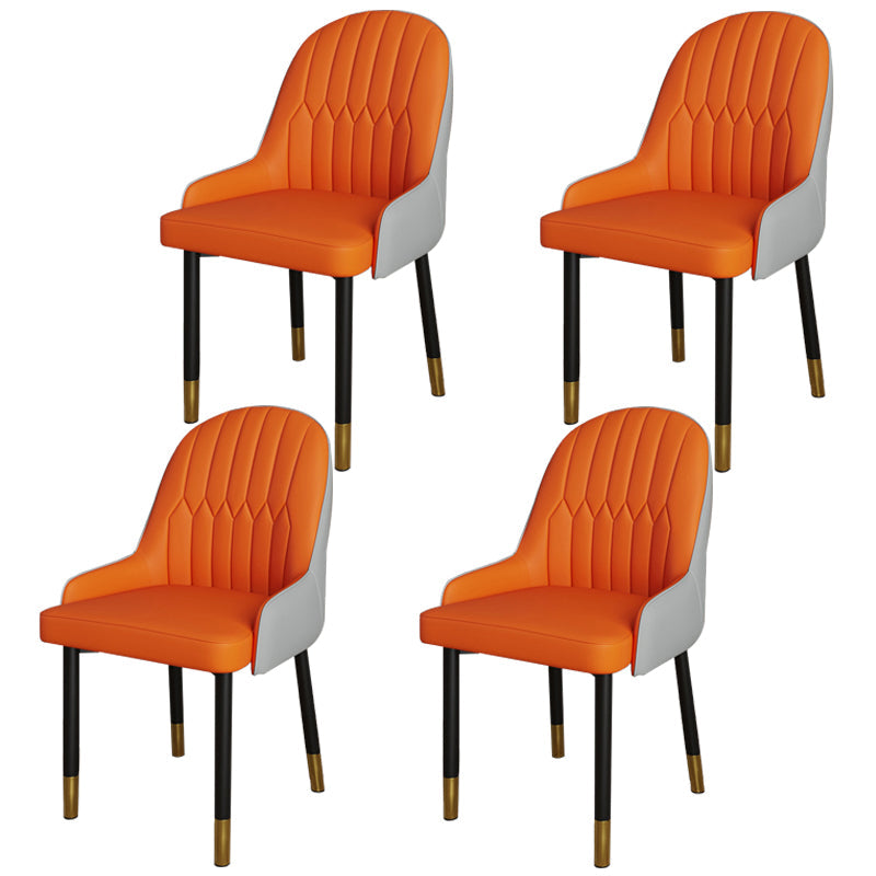 Scandinavian Metal Chairs Set Solid Back Arm Dining Room Kitchen Chair Orange-Gray 4 Piece Set Brass Gold Clearhalo ' kitchen&dining_furn' 'Dining Chairs' 'Dining Tables & Seating' 'dining_chair' 'furn' 'furn_dining_chair' 'Furniture' 'furniture_dining_chair' 'Kitchen & Dining Furniture' 'kitchen' 4037906