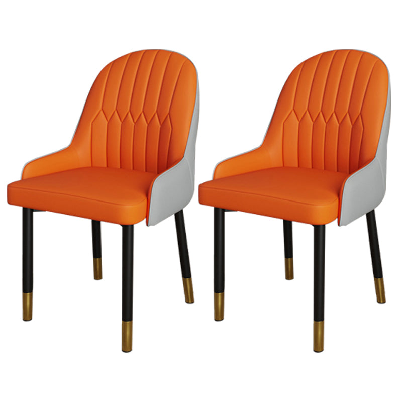 Scandinavian Metal Chairs Set Solid Back Arm Dining Room Kitchen Chair Orange-Gray 2 Piece Set Brass Gold Clearhalo ' kitchen&dining_furn' 'Dining Chairs' 'Dining Tables & Seating' 'dining_chair' 'furn' 'furn_dining_chair' 'Furniture' 'furniture_dining_chair' 'Kitchen & Dining Furniture' 'kitchen' 4037910