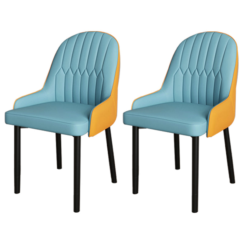 Scandinavian Metal Chairs Set Solid Back Arm Dining Room Kitchen Chair Orange Blue 2 Piece Set Black Clearhalo ' kitchen&dining_furn' 'Dining Chairs' 'Dining Tables & Seating' 'dining_chair' 'furn' 'furn_dining_chair' 'Furniture' 'furniture_dining_chair' 'Kitchen & Dining Furniture' 'kitchen' 4037914