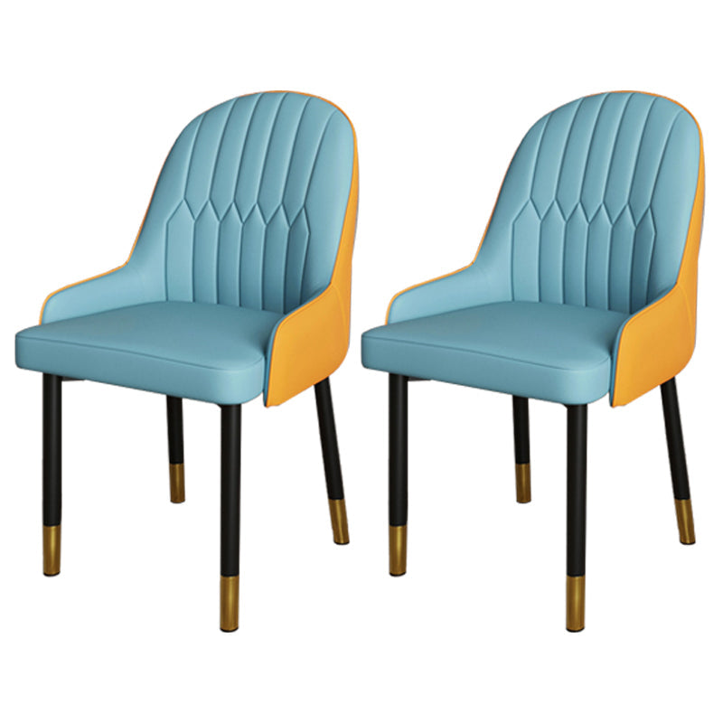 Scandinavian Metal Chairs Set Solid Back Arm Dining Room Kitchen Chair Orange Blue 2 Piece Set Brass Gold Clearhalo ' kitchen&dining_furn' 'Dining Chairs' 'Dining Tables & Seating' 'dining_chair' 'furn' 'furn_dining_chair' 'Furniture' 'furniture_dining_chair' 'Kitchen & Dining Furniture' 'kitchen' 4037917