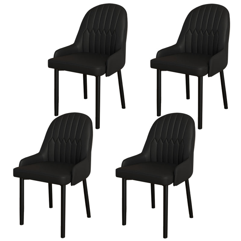 Scandinavian Metal Chairs Set Solid Back Arm Dining Room Kitchen Chair Black 4 Piece Set Black Clearhalo ' kitchen&dining_furn' 'Dining Chairs' 'Dining Tables & Seating' 'dining_chair' 'furn' 'furn_dining_chair' 'Furniture' 'furniture_dining_chair' 'Kitchen & Dining Furniture' 'kitchen' 4037927
