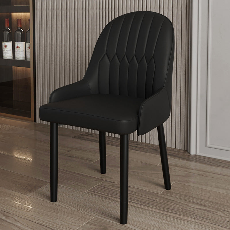 Scandinavian Metal Chairs Set Solid Back Arm Dining Room Kitchen Chair Black 1 Piece Black Clearhalo ' kitchen&dining_furn' 'Dining Chairs' 'Dining Tables & Seating' 'dining_chair' 'furn' 'furn_dining_chair' 'Furniture' 'furniture_dining_chair' 'Kitchen & Dining Furniture' 'kitchen' 4037928
