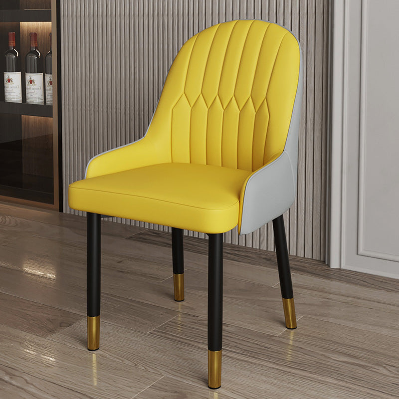 Scandinavian Metal Chairs Set Solid Back Arm Dining Room Kitchen Chair Gray-Yellow 1 Piece Brass Gold Clearhalo ' kitchen&dining_furn' 'Dining Chairs' 'Dining Tables & Seating' 'dining_chair' 'furn' 'furn_dining_chair' 'Furniture' 'furniture_dining_chair' 'Kitchen & Dining Furniture' 'kitchen' 4037934