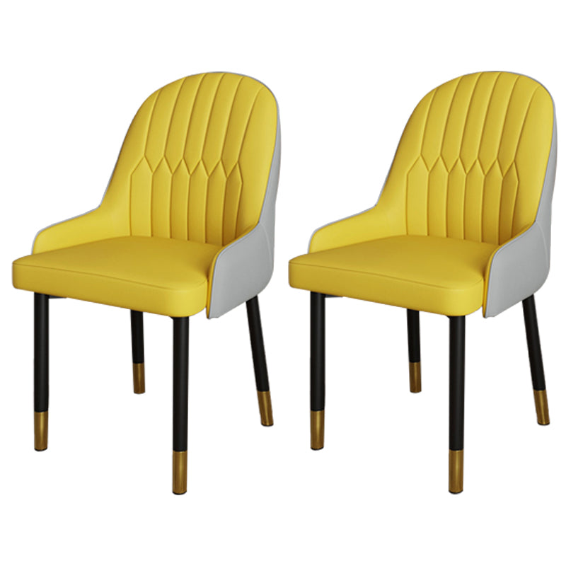 Scandinavian Metal Chairs Set Solid Back Arm Dining Room Kitchen Chair Gray-Yellow 2 Piece Set Brass Gold Clearhalo ' kitchen&dining_furn' 'Dining Chairs' 'Dining Tables & Seating' 'dining_chair' 'furn' 'furn_dining_chair' 'Furniture' 'furniture_dining_chair' 'Kitchen & Dining Furniture' 'kitchen' 4037935