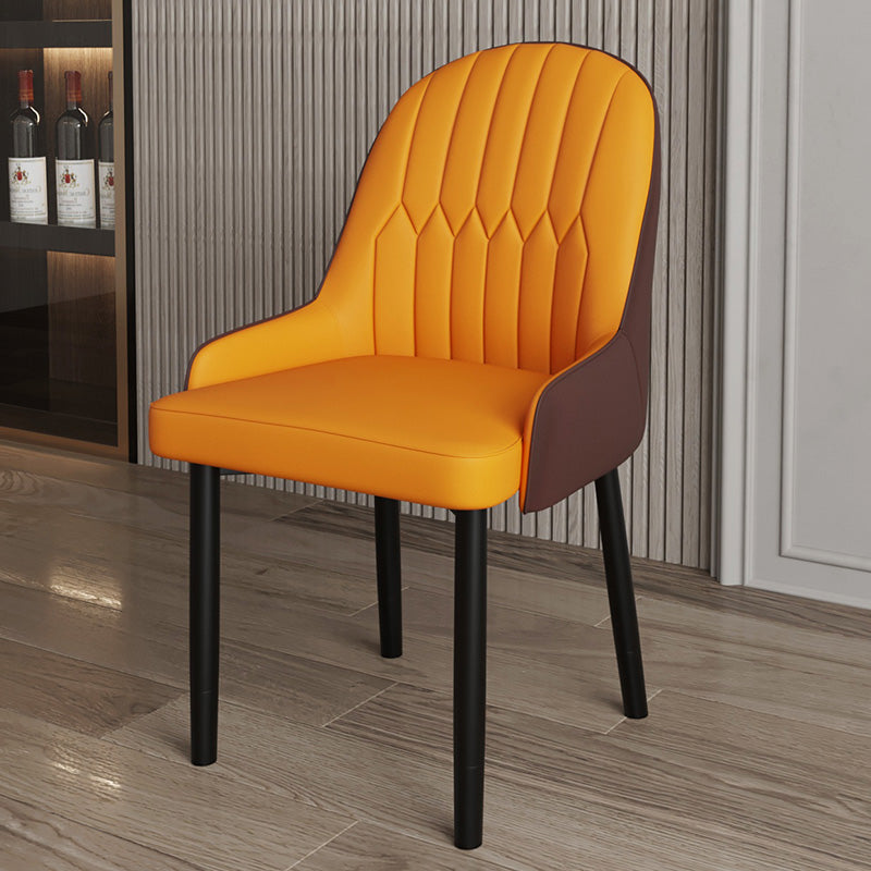 Scandinavian Metal Chairs Set Solid Back Arm Dining Room Kitchen Chair Khaki-Orange 1 Piece Black Clearhalo ' kitchen&dining_furn' 'Dining Chairs' 'Dining Tables & Seating' 'dining_chair' 'furn' 'furn_dining_chair' 'Furniture' 'furniture_dining_chair' 'Kitchen & Dining Furniture' 'kitchen' 4037943