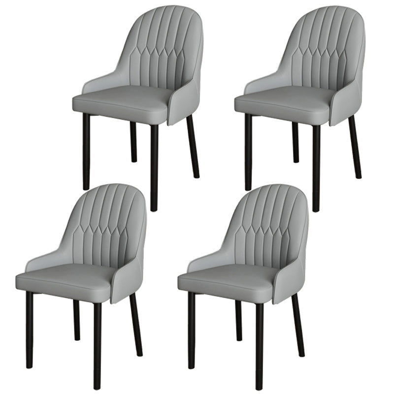 Scandinavian Metal Chairs Set Solid Back Arm Dining Room Kitchen Chair Grey 4 Piece Set Black Clearhalo ' kitchen&dining_furn' 'Dining Chairs' 'Dining Tables & Seating' 'dining_chair' 'furn' 'furn_dining_chair' 'Furniture' 'furniture_dining_chair' 'Kitchen & Dining Furniture' 'kitchen' 4037945