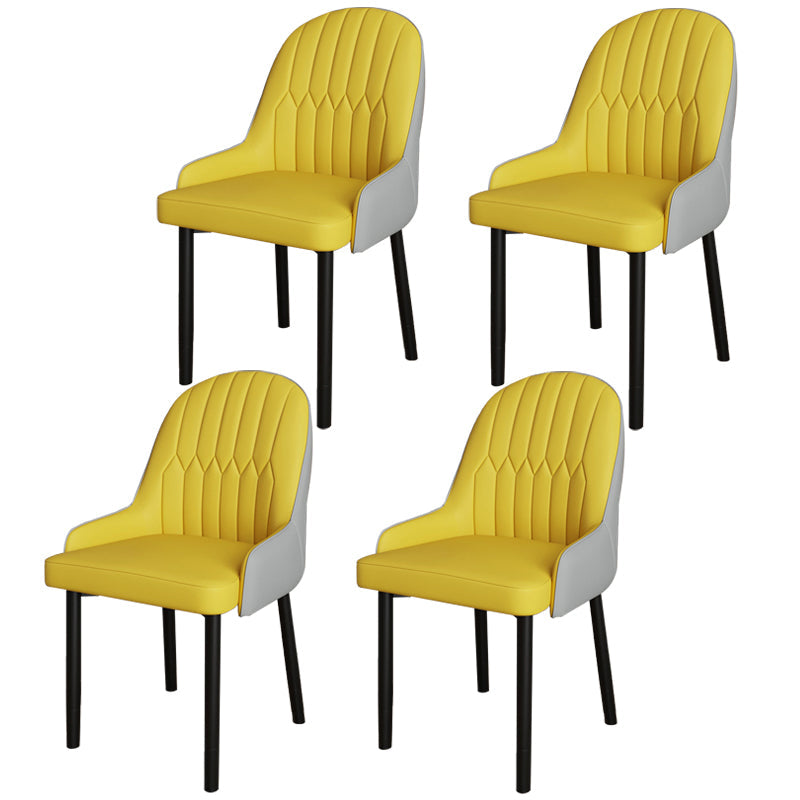 Scandinavian Metal Chairs Set Solid Back Arm Dining Room Kitchen Chair Gray-Yellow 4 Piece Set Black Clearhalo ' kitchen&dining_furn' 'Dining Chairs' 'Dining Tables & Seating' 'dining_chair' 'furn' 'furn_dining_chair' 'Furniture' 'furniture_dining_chair' 'Kitchen & Dining Furniture' 'kitchen' 4037948