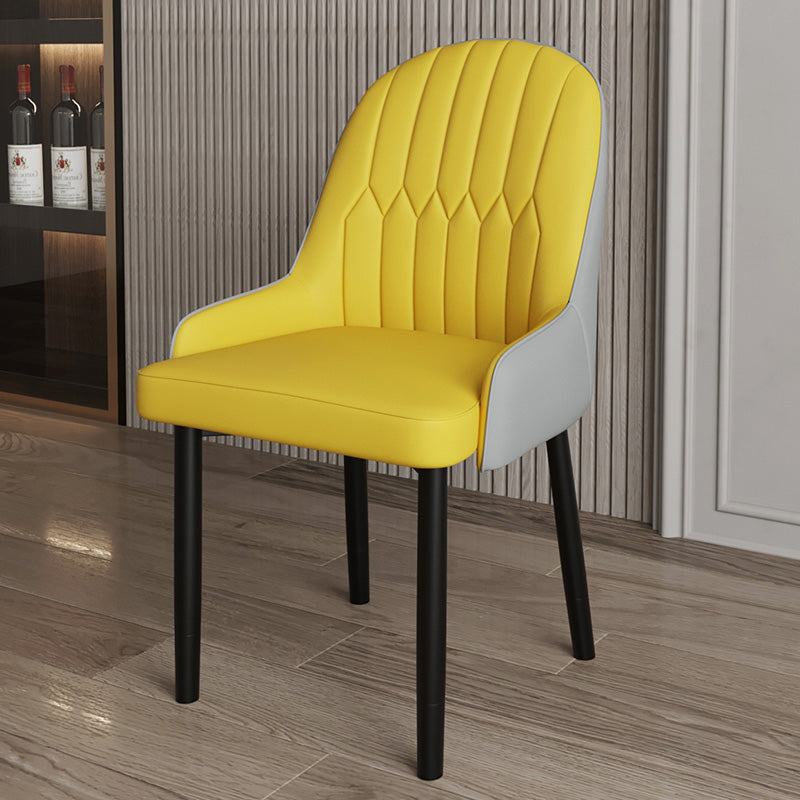 Scandinavian Metal Chairs Set Solid Back Arm Dining Room Kitchen Chair Gray-Yellow 1 Piece Black Clearhalo ' kitchen&dining_furn' 'Dining Chairs' 'Dining Tables & Seating' 'dining_chair' 'furn' 'furn_dining_chair' 'Furniture' 'furniture_dining_chair' 'Kitchen & Dining Furniture' 'kitchen' 4037949