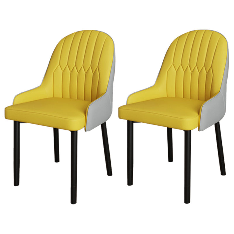 Scandinavian Metal Chairs Set Solid Back Arm Dining Room Kitchen Chair Gray-Yellow 2 Piece Set Black Clearhalo ' kitchen&dining_furn' 'Dining Chairs' 'Dining Tables & Seating' 'dining_chair' 'furn' 'furn_dining_chair' 'Furniture' 'furniture_dining_chair' 'Kitchen & Dining Furniture' 'kitchen' 4037950