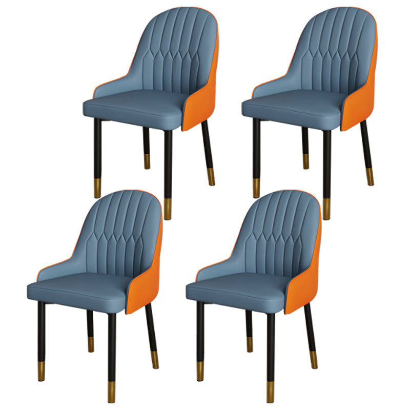 Scandinavian Metal Chairs Set Solid Back Arm Dining Room Kitchen Chair Yellow Blue 4 Piece Set Brass Gold Clearhalo ' kitchen&dining_furn' 'Dining Chairs' 'Dining Tables & Seating' 'dining_chair' 'furn' 'furn_dining_chair' 'Furniture' 'furniture_dining_chair' 'Kitchen & Dining Furniture' 'kitchen' 4037951