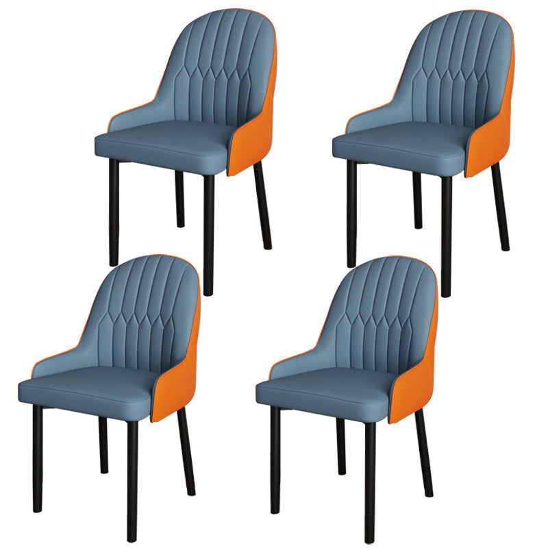 Scandinavian Metal Chairs Set Solid Back Arm Dining Room Kitchen Chair Yellow Blue 4 Piece Set Black Clearhalo ' kitchen&dining_furn' 'Dining Chairs' 'Dining Tables & Seating' 'dining_chair' 'furn' 'furn_dining_chair' 'Furniture' 'furniture_dining_chair' 'Kitchen & Dining Furniture' 'kitchen' 4037957