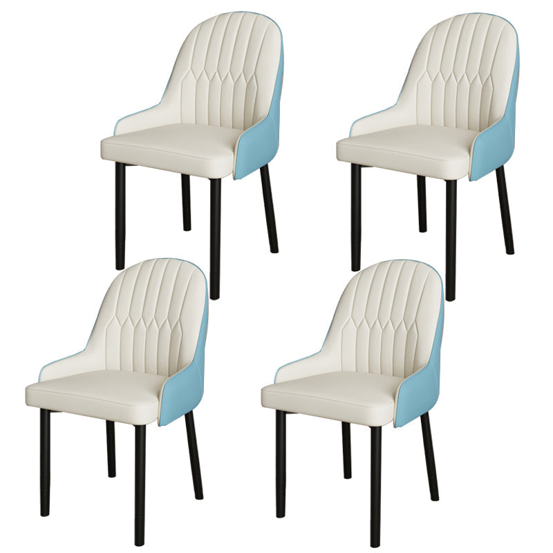 Scandinavian Metal Chairs Set Solid Back Arm Dining Room Kitchen Chair Blue-White 4 Piece Set Black Clearhalo ' kitchen&dining_furn' 'Dining Chairs' 'Dining Tables & Seating' 'dining_chair' 'furn' 'furn_dining_chair' 'Furniture' 'furniture_dining_chair' 'Kitchen & Dining Furniture' 'kitchen' 4037960
