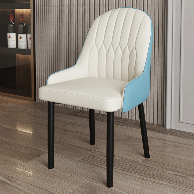 Scandinavian Metal Chairs Set Solid Back Arm Dining Room Kitchen Chair Blue-White 1 Piece Black Clearhalo ' kitchen&dining_furn' 'Dining Chairs' 'Dining Tables & Seating' 'dining_chair' 'furn' 'furn_dining_chair' 'Furniture' 'furniture_dining_chair' 'Kitchen & Dining Furniture' 'kitchen' 4037961