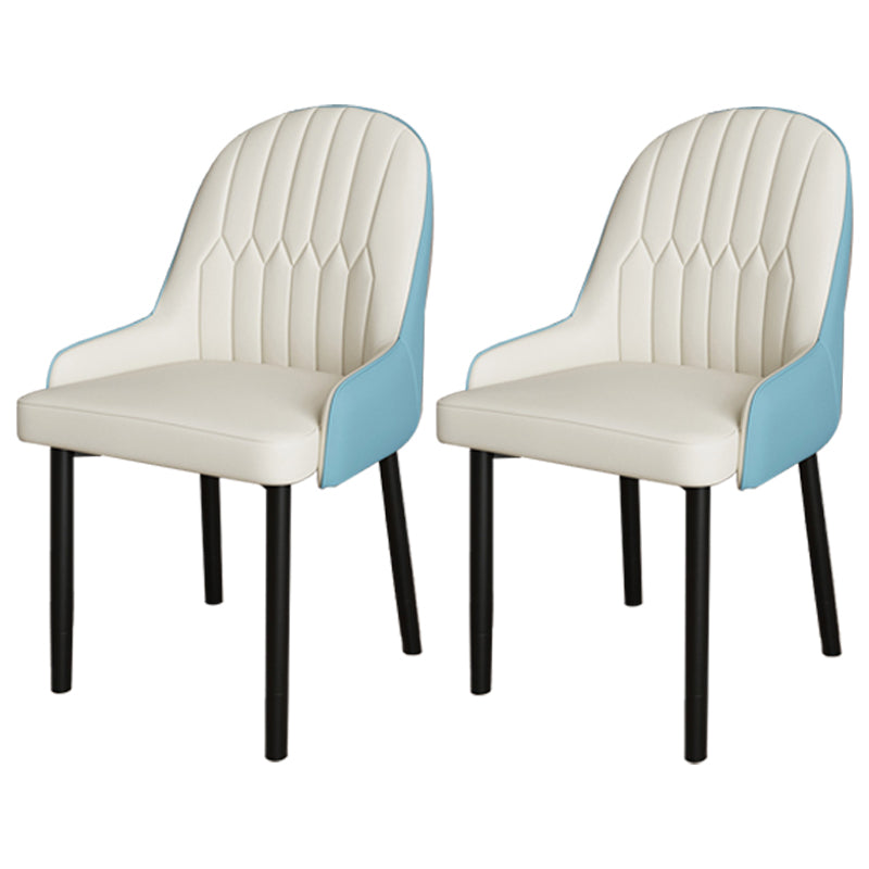 Scandinavian Metal Chairs Set Solid Back Arm Dining Room Kitchen Chair Blue-White 2 Piece Set Black Clearhalo ' kitchen&dining_furn' 'Dining Chairs' 'Dining Tables & Seating' 'dining_chair' 'furn' 'furn_dining_chair' 'Furniture' 'furniture_dining_chair' 'Kitchen & Dining Furniture' 'kitchen' 4037962