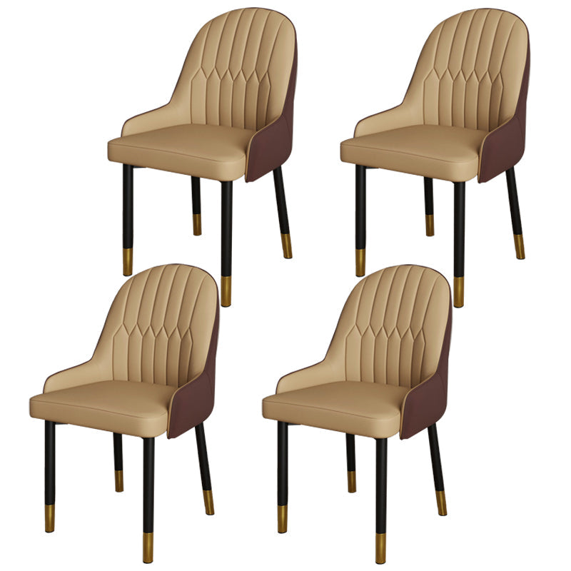 Scandinavian Metal Chairs Set Solid Back Arm Dining Room Kitchen Chair Beige-Coffee 4 Piece Set Brass Gold Clearhalo ' kitchen&dining_furn' 'Dining Chairs' 'Dining Tables & Seating' 'dining_chair' 'furn' 'furn_dining_chair' 'Furniture' 'furniture_dining_chair' 'Kitchen & Dining Furniture' 'kitchen' 4037966