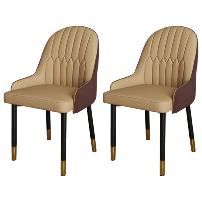 Scandinavian Metal Chairs Set Solid Back Arm Dining Room Kitchen Chair Beige-Coffee 2 Piece Set Brass Gold Clearhalo ' kitchen&dining_furn' 'Dining Chairs' 'Dining Tables & Seating' 'dining_chair' 'furn' 'furn_dining_chair' 'Furniture' 'furniture_dining_chair' 'Kitchen & Dining Furniture' 'kitchen' 4037968
